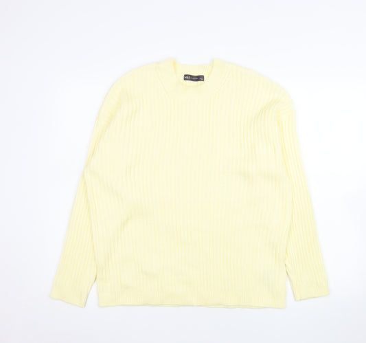 Marks and Spencer Womens Yellow Rib Knit Pullover Jumper L