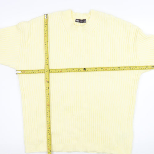 Marks and Spencer Womens Yellow Rib Knit Pullover Jumper L