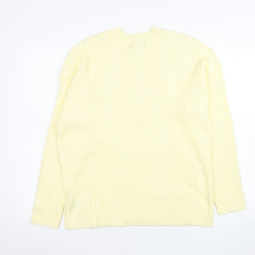 Marks and Spencer Womens Yellow Rib Knit Pullover Jumper L