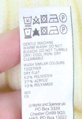 Marks and Spencer Womens Yellow Rib Knit Pullover Jumper L