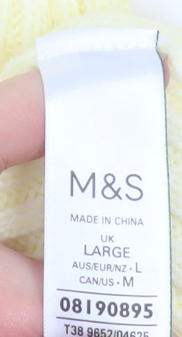 Marks and Spencer Womens Yellow Rib Knit Pullover Jumper L