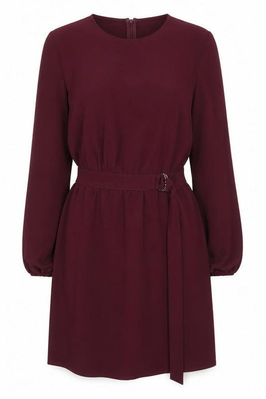 Front view of AX Paris Women Red, size 14, Shift Mini Dress Long Sleeve Belted