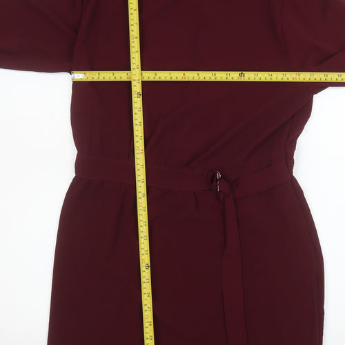 AX Paris Women Red Size 14 Shift Mini Dress Long Sleeve Belted