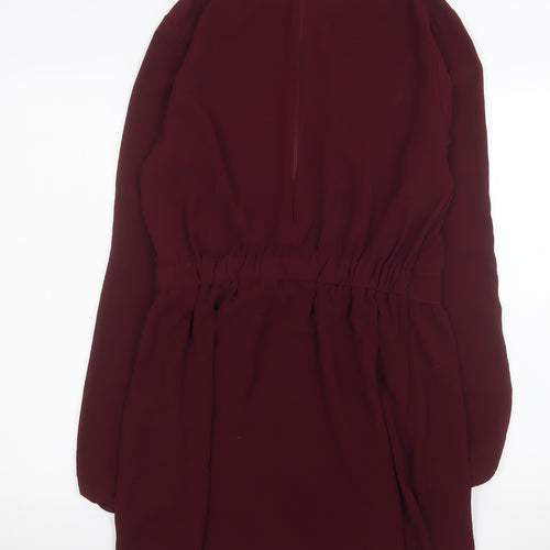 AX Paris Women Red Size 14 Shift Mini Dress Long Sleeve Belted