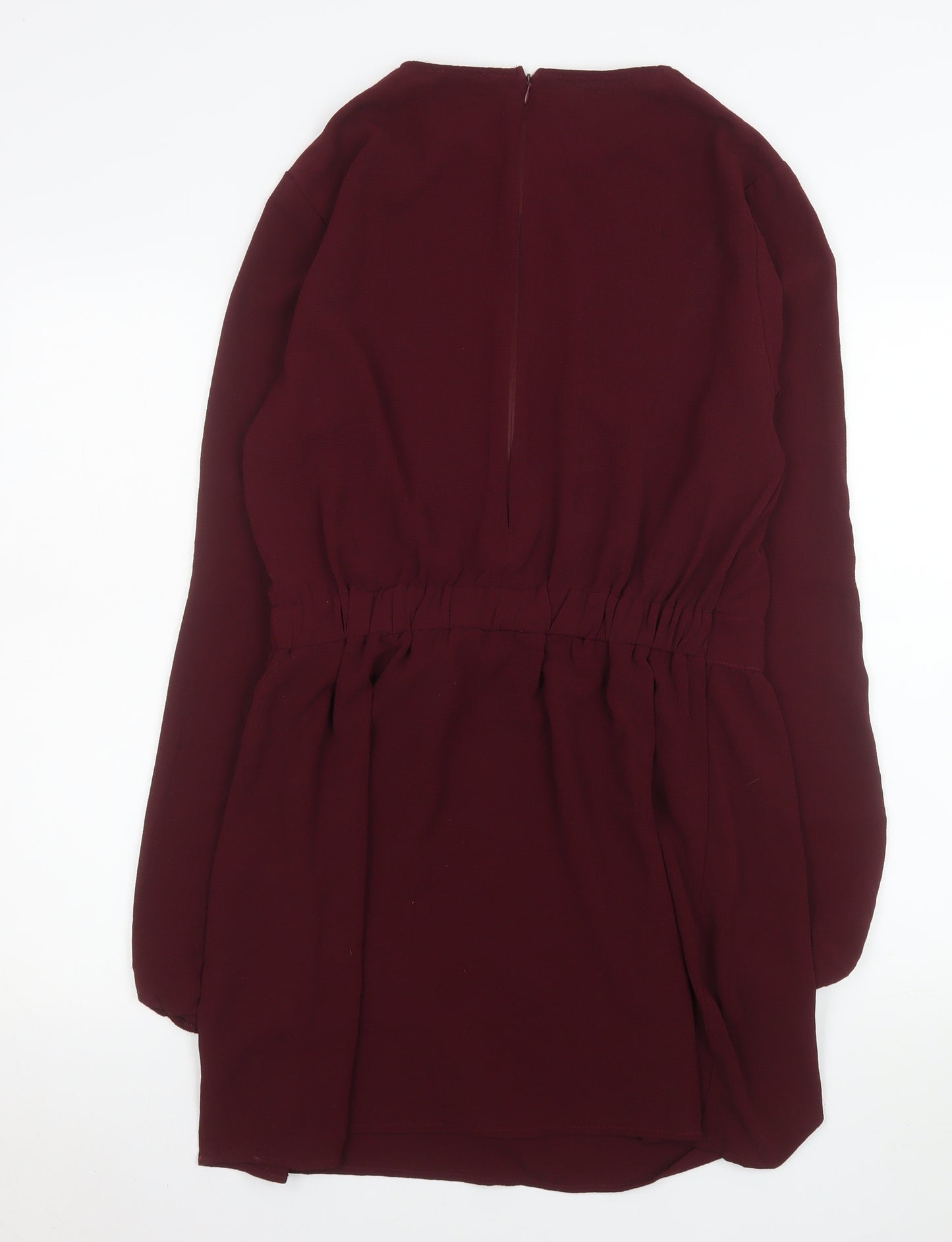 AX Paris Women Red Size 14 Shift Mini Dress Long Sleeve Belted