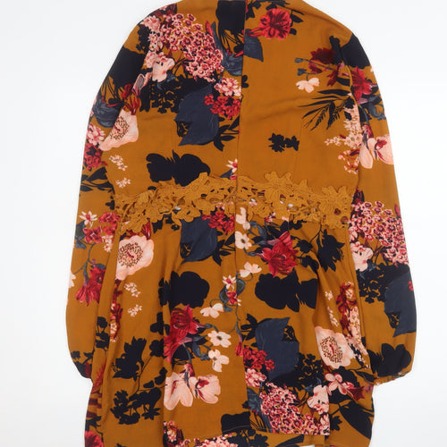 AX Paris Women Brown Floral Lace Detail Shift Dress Size 14