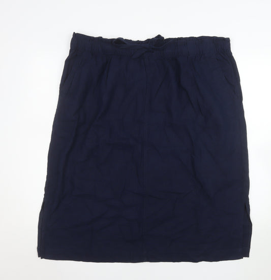 Marks and Spencer Womens Blue Linen Blend Knee Length Skirt Size 22