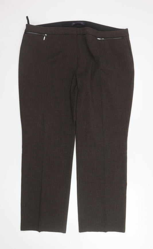Marks and Spencer Women Brown Size 18 Straight Leg Dress Pants