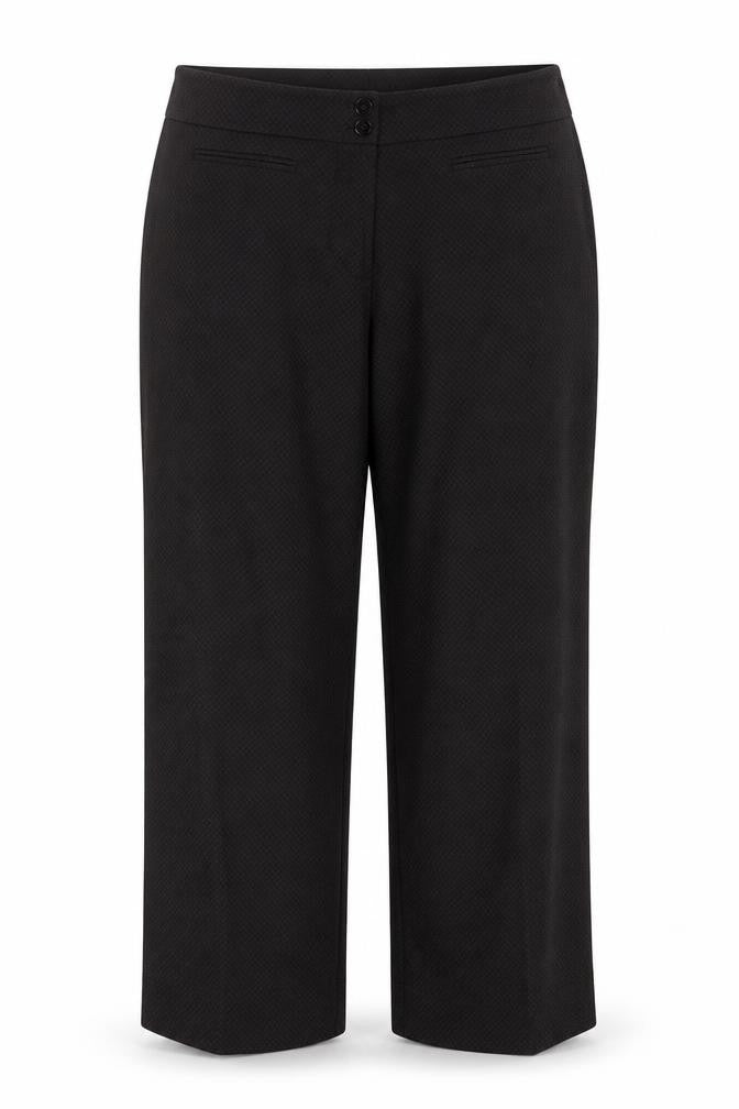 Front view of Country Casuals Women’s Black Geometric Stretch Dress Pants, size UK 18