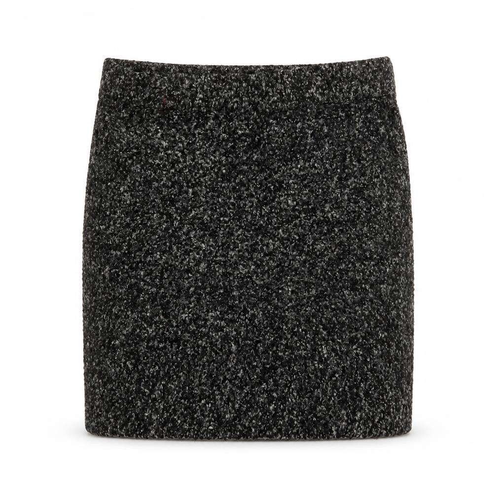 Front view of Hush Women Grey Short Wool Blend Knit Mini Skirt S
