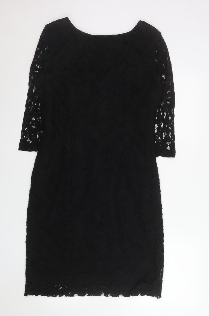 Roman Originals Women’s Black Lace Sheath Dress Size 14 Knee Length