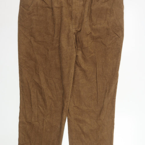 Chums Men's Brown Corduroy Pleated Trousers Size 42W 29L