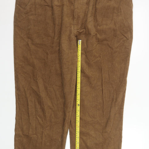 Chums Men's Brown Corduroy Pleated Trousers Size 42W 29L