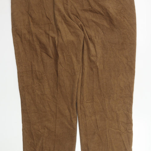 Chums Men's Brown Corduroy Pleated Trousers Size 42W 29L