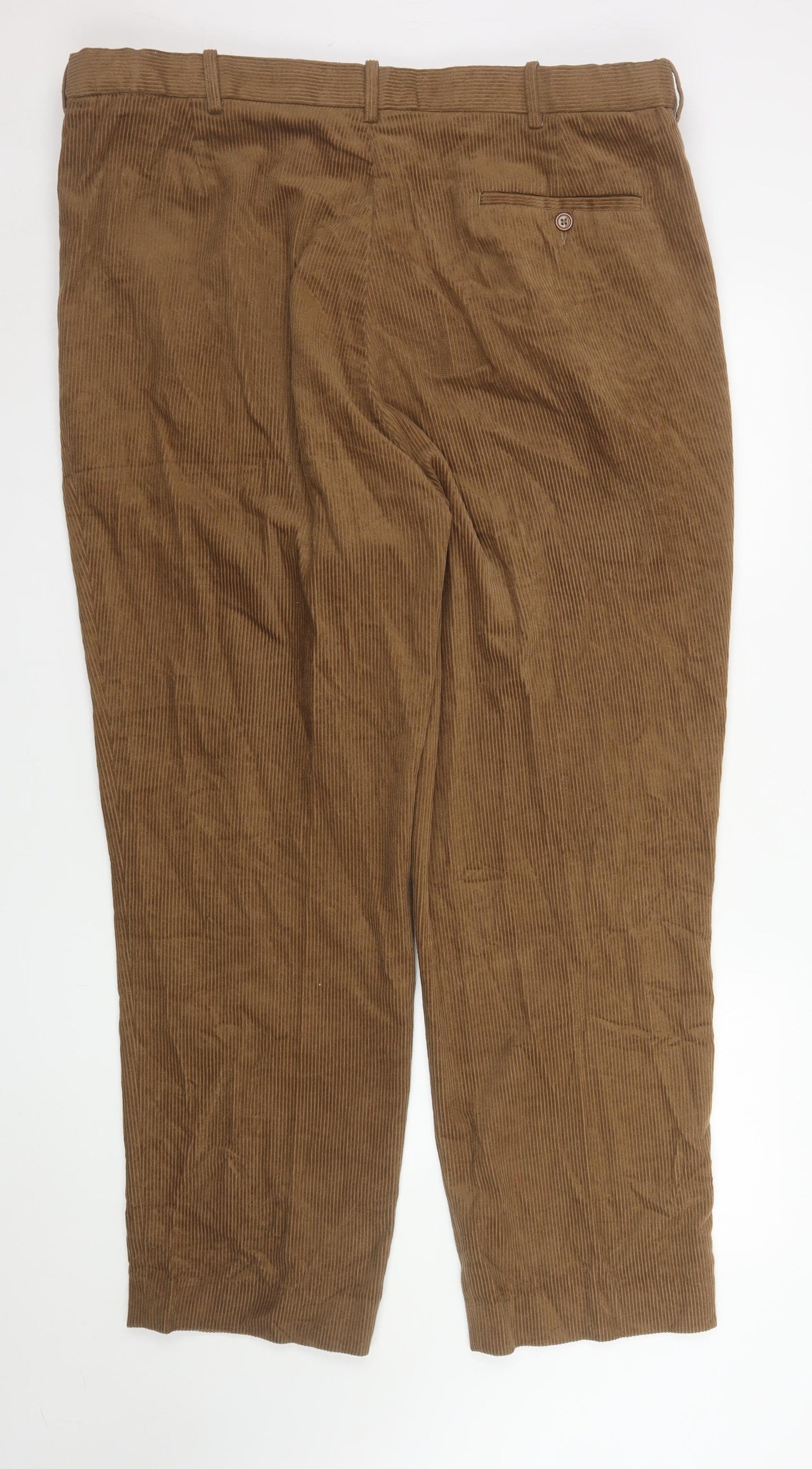Chums Men's Brown Corduroy Pleated Trousers Size 42W 29L