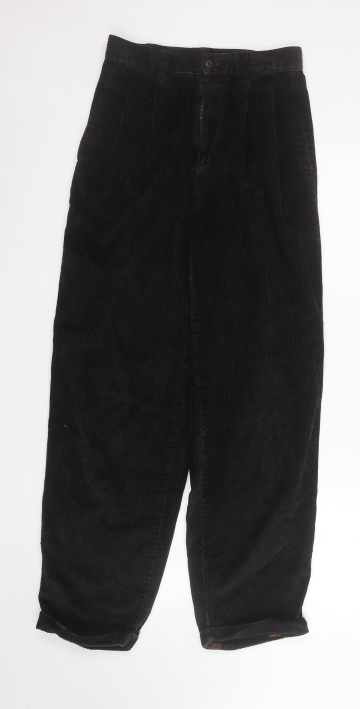 Eddie Bauer Women Black Corduroy High Rise Pleated Trousers Size 6