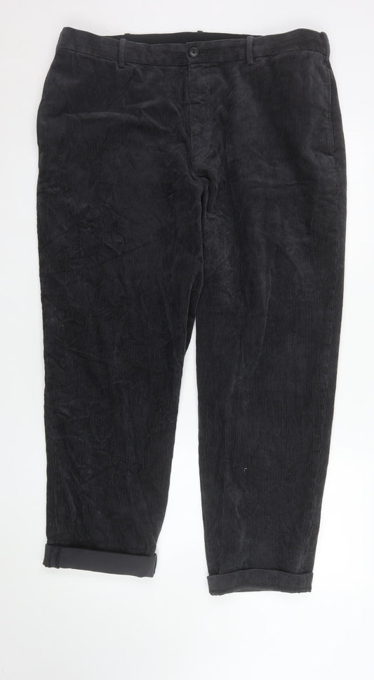 UNIQLO Men’s Black Corduroy Chino Trousers XL 36” Waist Regular Fit