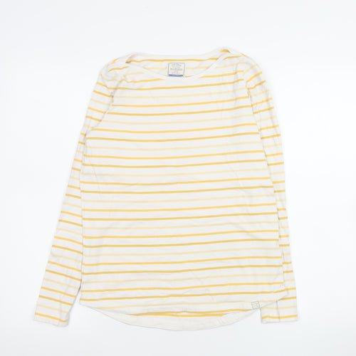 Fat Face Women’s Yellow White Striped Long Sleeve Cotton Top Size 8
