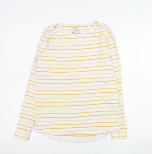 Fat Face Women’s Yellow White Striped Long Sleeve Cotton Top Size 8