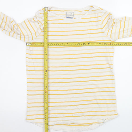 Fat Face Women’s Yellow White Striped Long Sleeve Cotton Top Size 8
