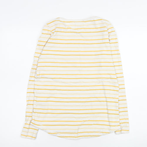 Fat Face Women’s Yellow White Striped Long Sleeve Cotton Top Size 8