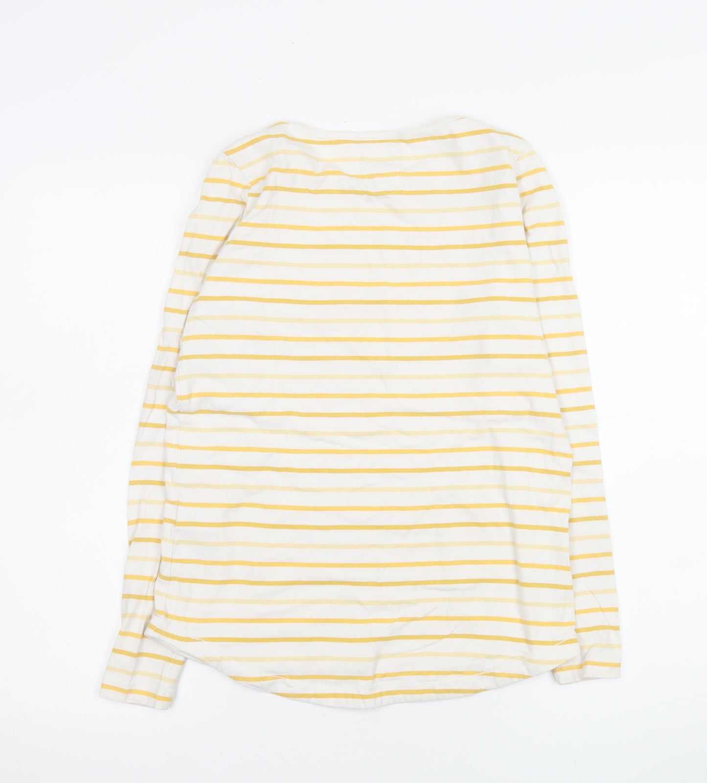 Fat Face Women’s Yellow White Striped Long Sleeve Cotton Top Size 8