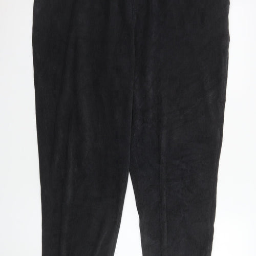 Lands' End Men's Black Corduroy Regular Fit Trousers Size L