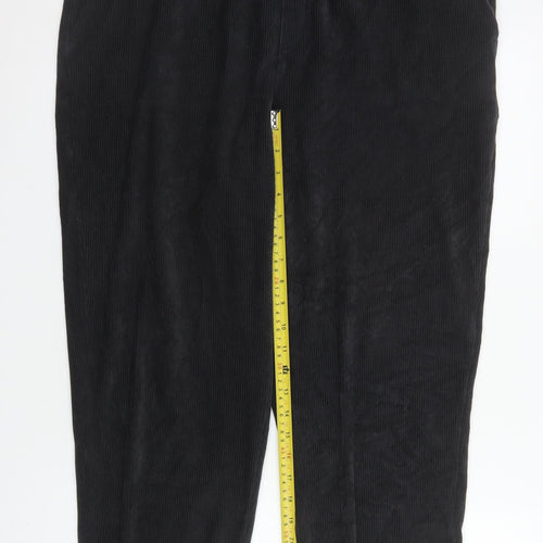Lands' End Men's Black Corduroy Regular Fit Trousers Size L