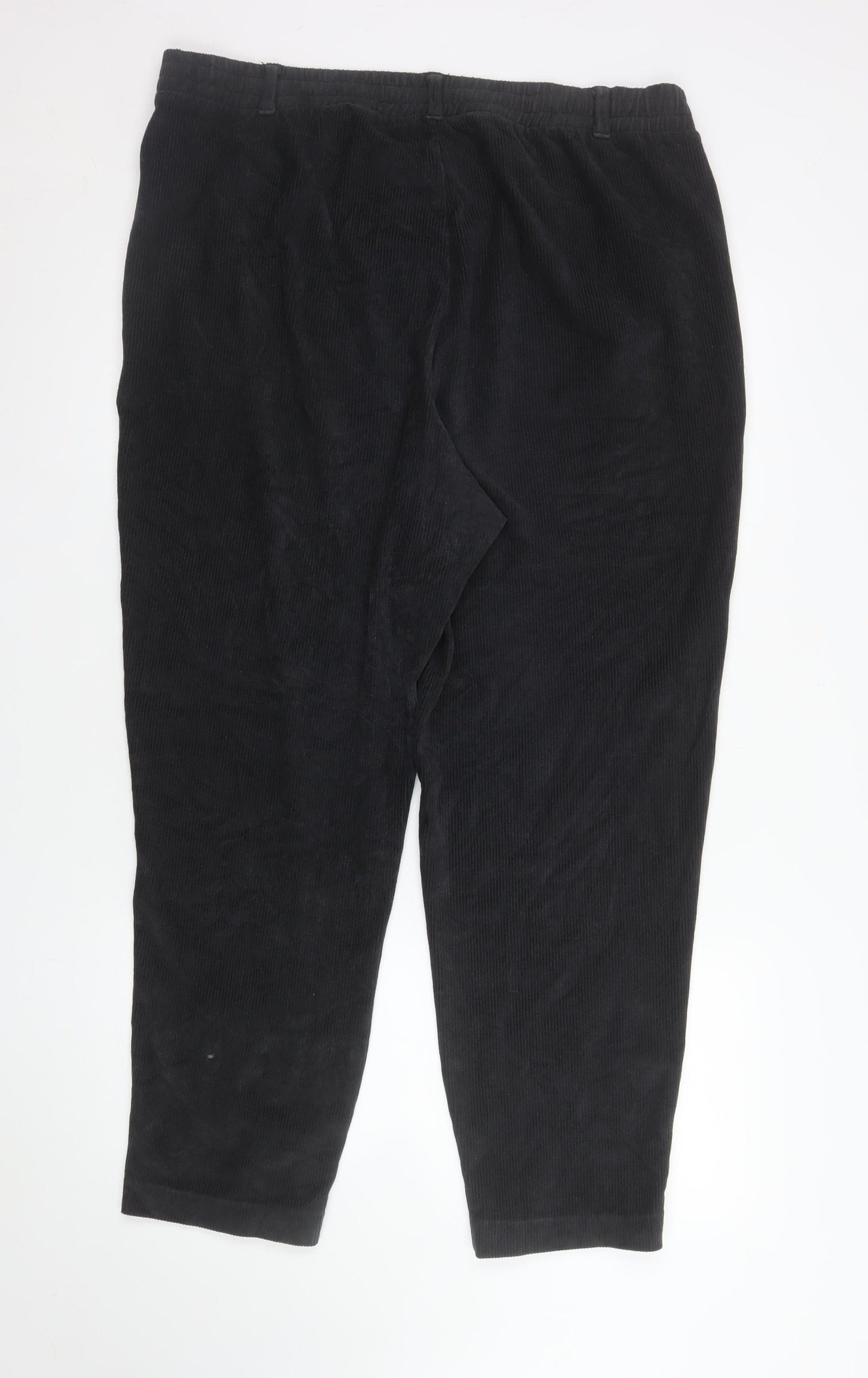 Lands' End Men's Black Corduroy Regular Fit Trousers Size L