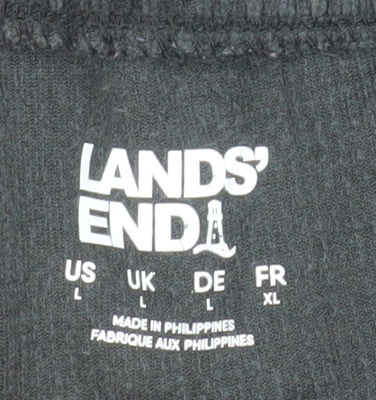 Lands' End Men's Black Corduroy Regular Fit Trousers Size L