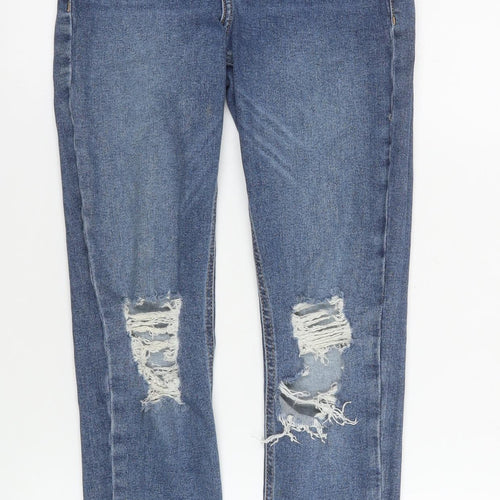 Topshop Moto Jamie Blue High Rise Skinny Ripped Jeans Girls Size XS W26 L30
