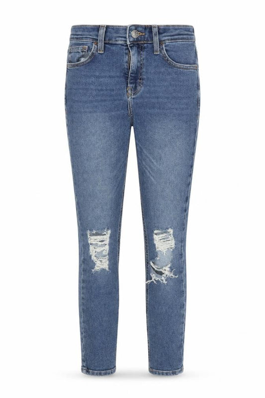 Topshop Moto Jamie Blue High Rise Skinny Ripped Jeans Girls Size XS W26 L30