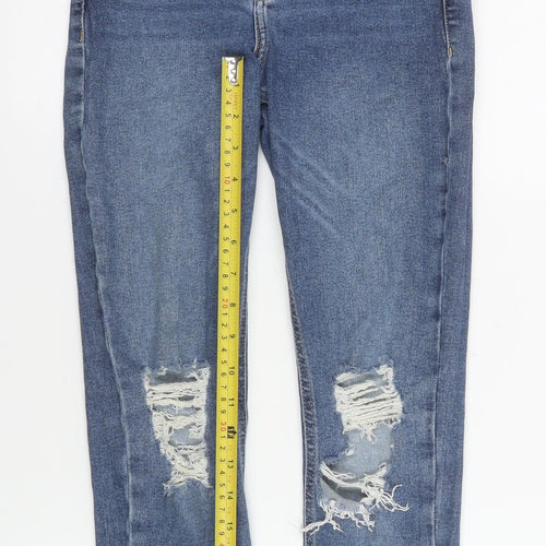 Topshop Moto Jamie Blue High Rise Skinny Ripped Jeans Girls Size XS W26 L30