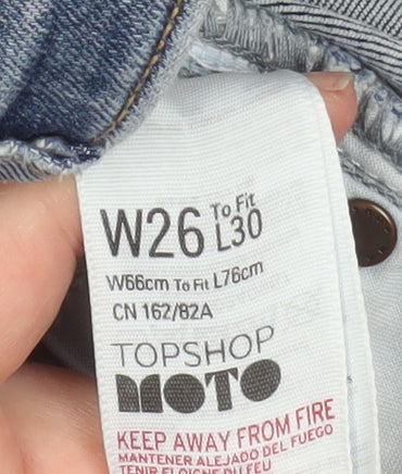 Topshop Moto Jamie Blue High Rise Skinny Ripped Jeans Girls Size XS W26 L30