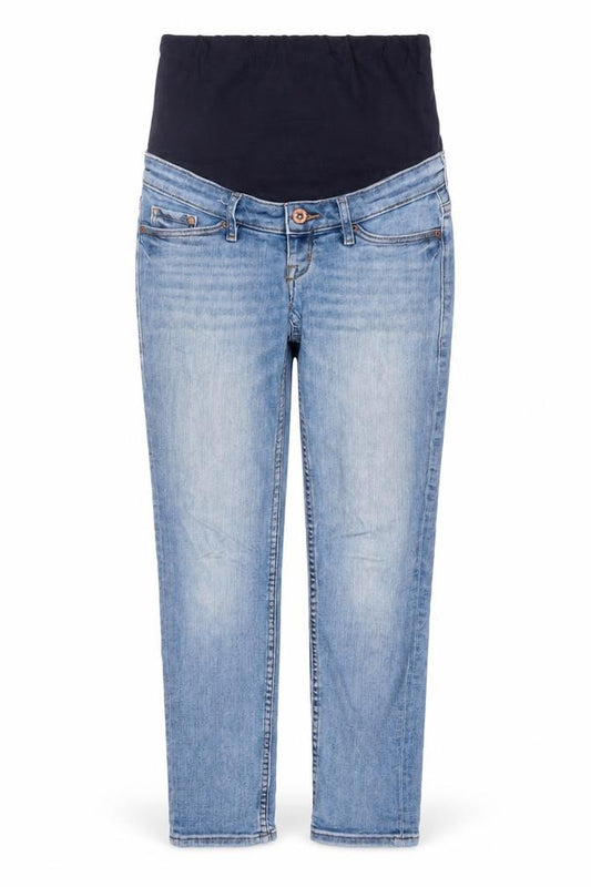 Front view of H&M Women’s Blue Maternity Skinny Ankle Jeans, size UK 8
