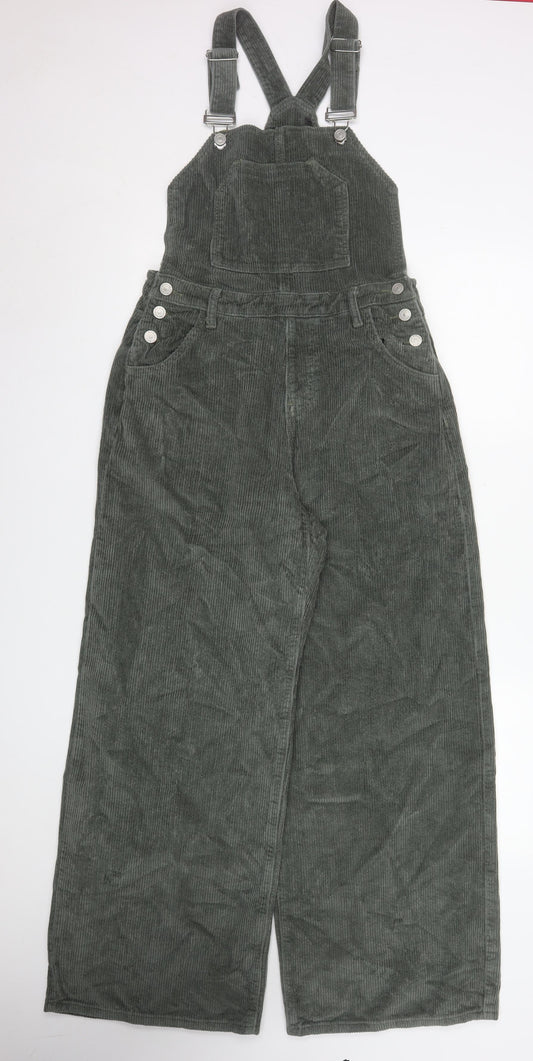 Missguided Women's Grey Corduroy Dungaree Jumpsuit UK 8 Wide-Leg