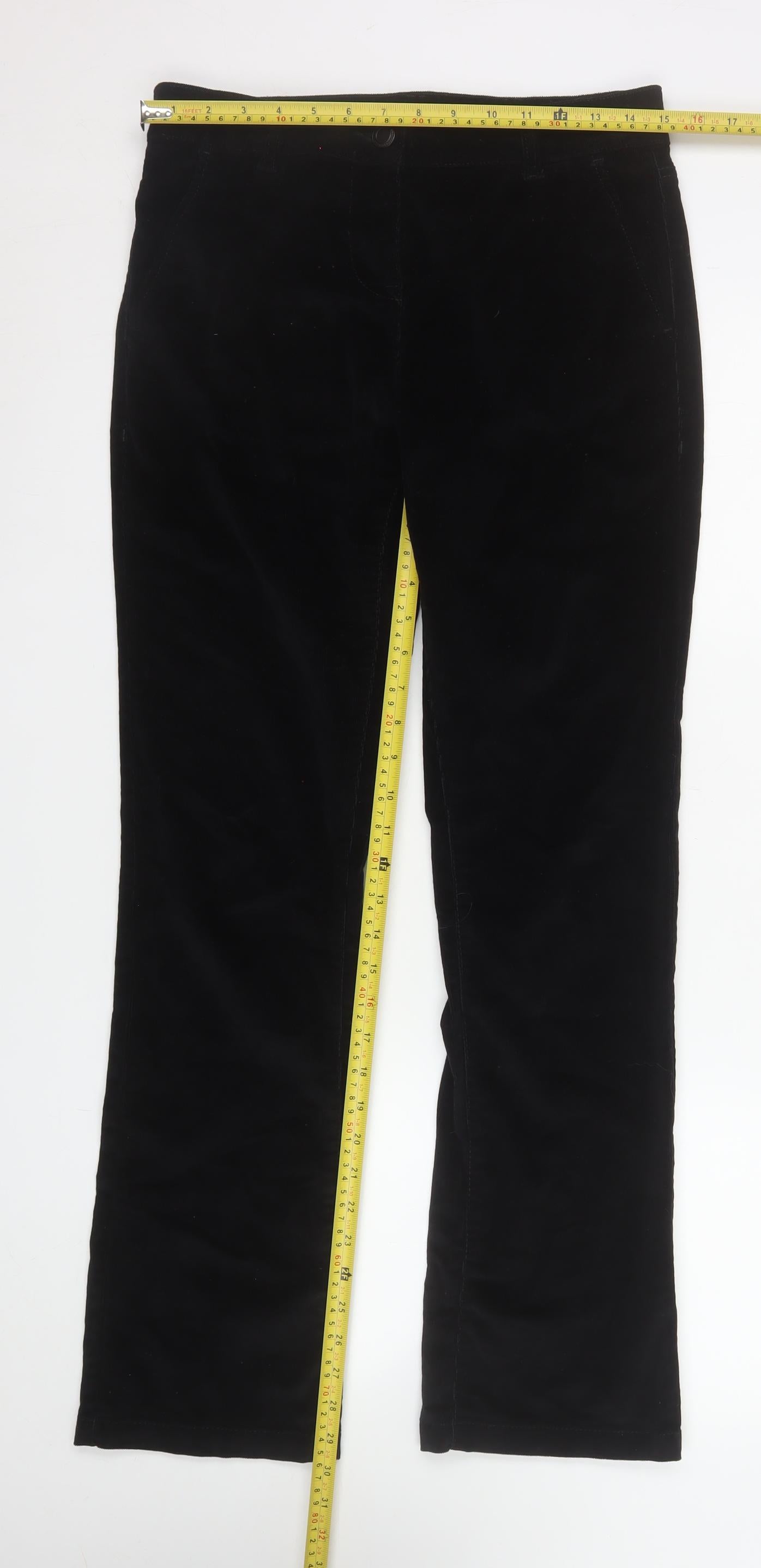 Next Women’s Black Corduroy Stretch Straight Trousers Size 8