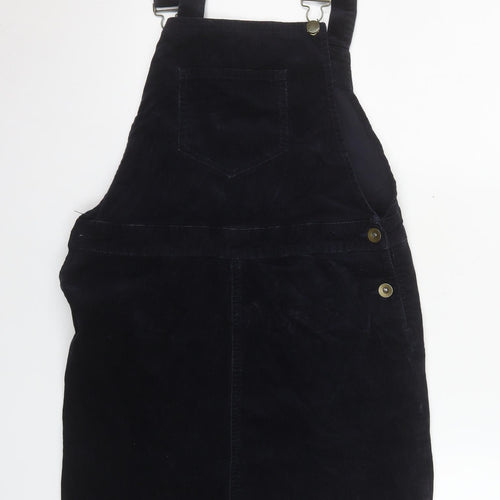 Tu Women Black Corduroy Dungaree Dress Size 12 Sleeveless Casual