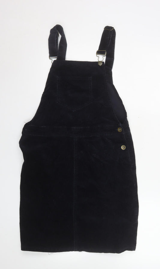 Tu Women Black Corduroy Dungaree Dress Size 12 Sleeveless Casual