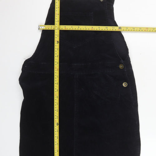 Tu Women Black Corduroy Dungaree Dress Size 12 Sleeveless Casual