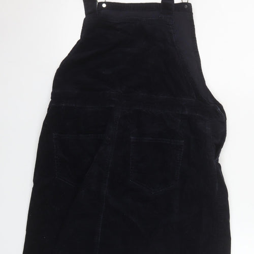 Tu Women Black Corduroy Dungaree Dress Size 12 Sleeveless Casual