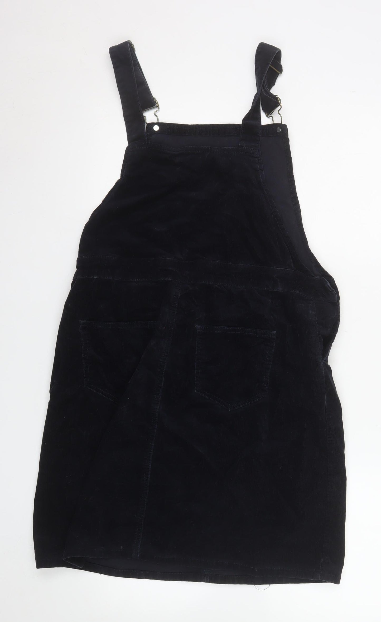 Tu Women Black Corduroy Dungaree Dress Size 12 Sleeveless Casual