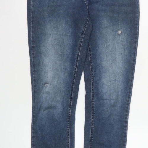 ONLY Women's Blue Skinny Jeans L 32 Distressed Denim