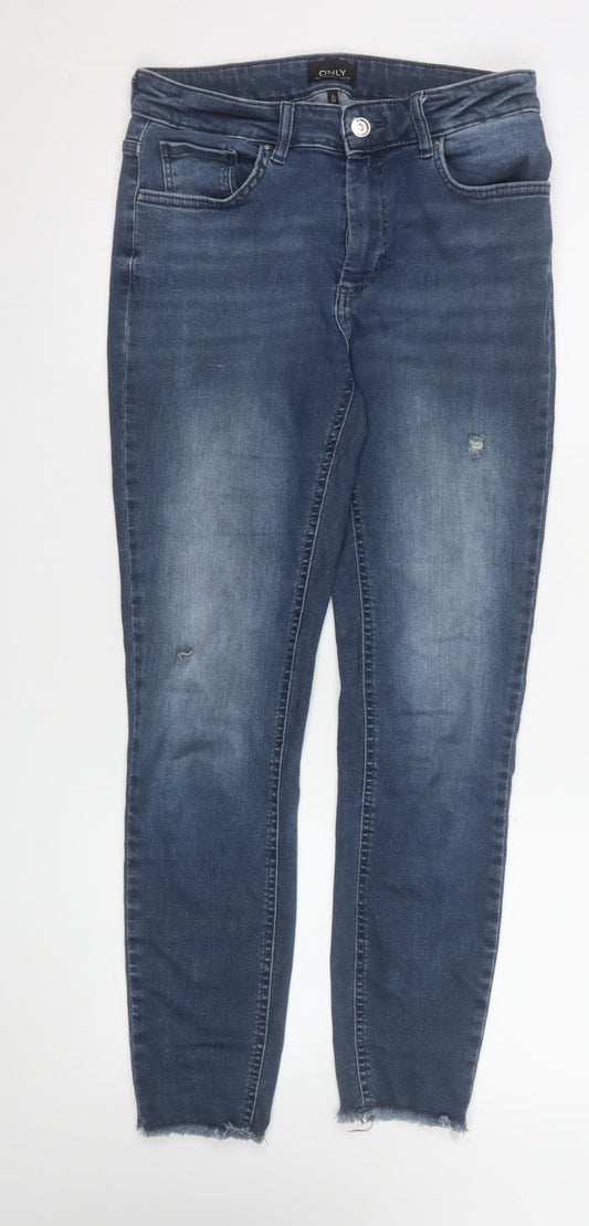 ONLY Women's Blue Skinny Jeans L 32 Distressed Denim