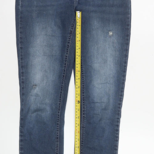 ONLY Women's Blue Skinny Jeans L 32 Distressed Denim