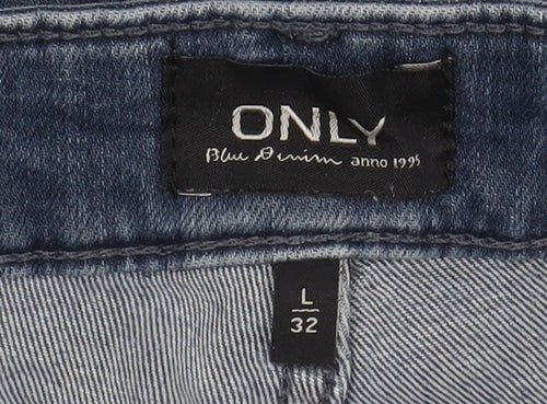 ONLY Women's Blue Skinny Jeans L 32 Distressed Denim