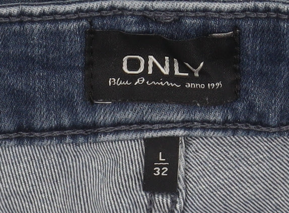 ONLY Women's Blue Skinny Jeans L 32 Distressed Denim