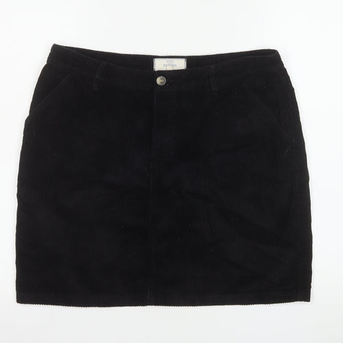 Fat Face Women Black Corduroy Knee Length Pencil Skirt UK 12