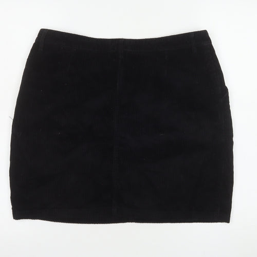 Fat Face Women Black Corduroy Knee Length Pencil Skirt UK 12
