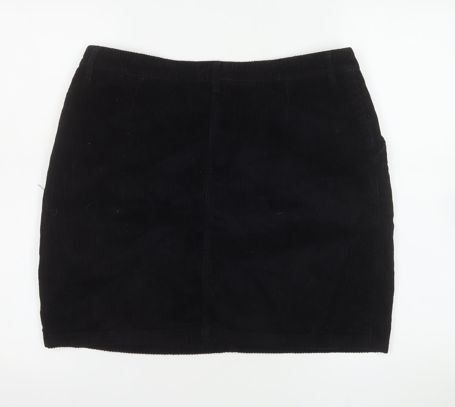 Fat Face Women Black Corduroy Knee Length Pencil Skirt UK 12